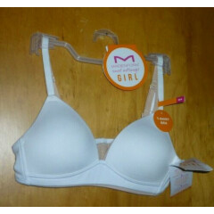 New Girl's Size 30A Maidenform Wirefree T Shirt Bra 2 Pack White and Beige