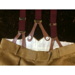 Burgundy Wine Button-on Braces by Tails and the Unexpected 35mm Wide Leather End