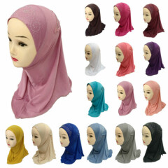 Ramadan Muslim Kids Girls Hijab Amira Head Scarf Islamic Head Wrap Caps Arab