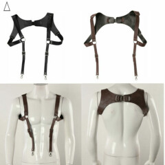 Men Women Leather Heavy Suspenders Braces Medieval Renaissance Adjustable Buckle