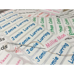 Iron On /Sew in Name Labels Personalised for School Uniform/Clothing Tag Tapes