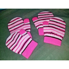 Baby/Toddler Girl's Soft Pink Striped Mittens Gloves, 3 or 4 Pairs - USA Seller!