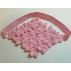 Cute!!!!! Pink Baby Girl Elastic Headband Flower Hair Bow.