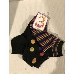 3 Pairs of Ladies Ankle Socks Black Size 9-11 (2-FD-70)