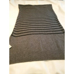 Cole Haan Men's Wool Blend Gray Stripe Scarf- Rectangular 82 x 23 NWT