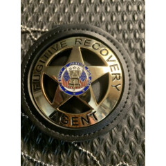 Round Badge Holder Clip & Chain Fugitive Recovery Agent Pin