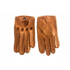 Men's Driving Gloves Peccary Leather Hand Made Cork Color By Hungant