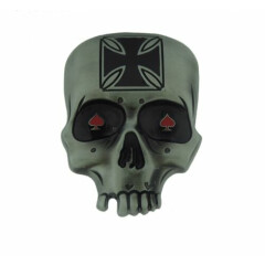 Skull Belt Buckle Half Face Ace Of Spade Chopper Goth Tattoo Gray Metal New Men