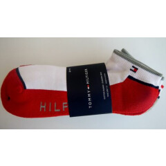 TOMMY HILFIGER ATU383-97 Men No Show Cotton Blend Red Blue Black Gray Socks 6pk