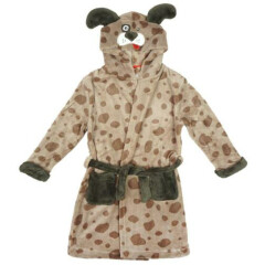 Girls Boys Dressing Gown Puppy Dog Hooded Bathrobe with Ears Kids 2 to 11 Years