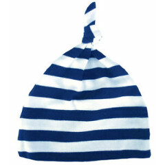 Baby Striped Hat "Navy Blue & White Stripes" Stripey One Knot Soft Cotton