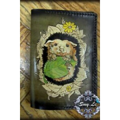 Men's Handmade Leather Passport cover Hedgehog Unisex