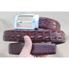 Luxury BROWN Genuine Alligator Crocodile Leather Skin MEN'S Belt - W 1.3" B123