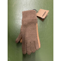 Burberry Merino Wool and Leather Winter Knit Gloves - Brown Made In Italy Large