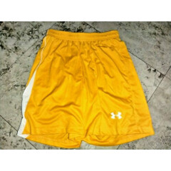 UNDER ARMOUR Mens Heat Gear Soccer Shorts Small Yellow 