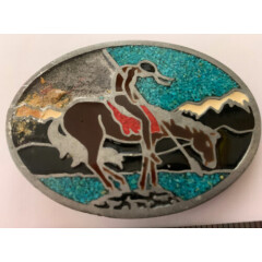 BELT BUCKLE BLOWOUT: DeBry Native End of the Trail Inlay FOR REPAIR BB-34