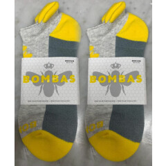 2-Pack Bombas Men's Ankle Socks ~Yellow-Gray-Dark~ Honeycomb Size Medium NWT