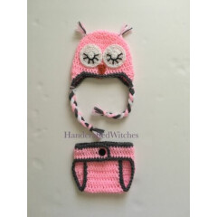 Crochet Newborn sleeping Owl Outfit, Handmade Baby Owl Photo Prop, baby owl hat