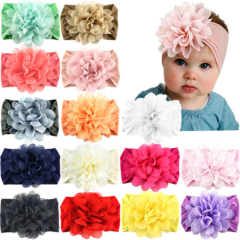 15 Pack Baby Nylon Headbands Hairbands Hair Wraps Big Chiffon Flower Elastics fo