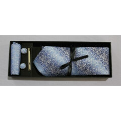 Lavish Gents Men's Boxed The Skagway Tie Set MP7 Blue Ombre/White One Size