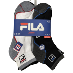 FILA Socks, Quarter Crew Athletic Socks, 6 Pack Size 13-15