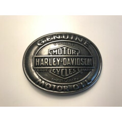Harley-Davidson mens "Genuine Motor Oil" belt buckle .#99599-09VM.Antique nickel