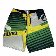 Quiksilver Mens Board Shorts 40 Cypher Series YG Surfing Swimwear Green Yellow