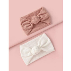 2pcs Baby Knot Headband Pink And White