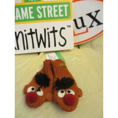 ERNIE MITTENS knit mitts rare baby boys girls COTTON LINING Sesame Street delux