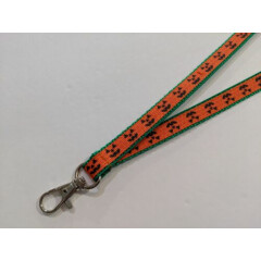 Orange Halloween Pumpkins 1/2" Wide Lanyard with a Lobster Claw ID Clip or Clasp