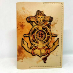 Men's Handmade Eco leather Passport cover anchor Unisex