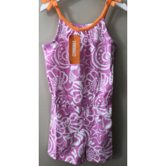 Girls 7 Gymboree Pink Shell Print Romper NEW NWT $26 Orange Trim Cotton