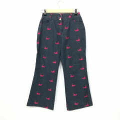 Lilly Pulitzer Girls Whale Embroidered Chino Denim Pants Size 14