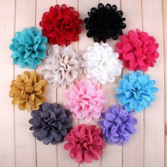 30pcs 3.8" Hollow Out Leaf Fabric Flowers For Dress