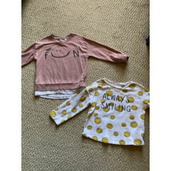 Zara Baby Toddler Girl Set Of Smiley Sweatshirts/Long-sleeve - Size 3/4 Years