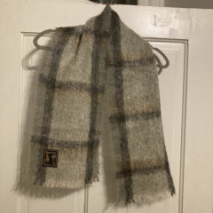 Royal Scot Mohair & Wool Scarf Made In Great Britain Gray Plaid