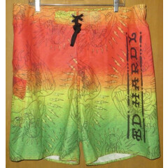 Ed Hardy mens XL ombre orange to green swim trunks board shorts~NWT! NICE!