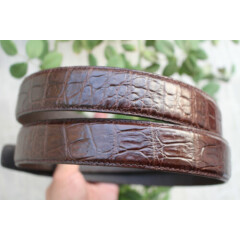 Brown Real Alligator ,Crocodile Leather Skin Men's Belt No-Jointed W 1.3 inch