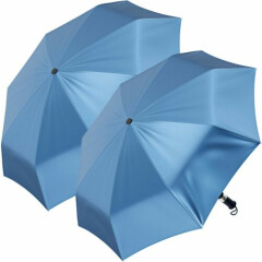 2-Pack Jones NY 3-Section Auto-Open Blue Umbrella Set for Rainy Day Protection