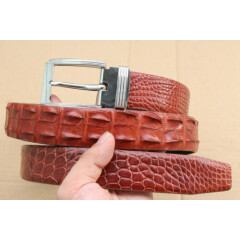 Red Brown Genuine Alligator ,Crocodile Leather Skin Men's Belt