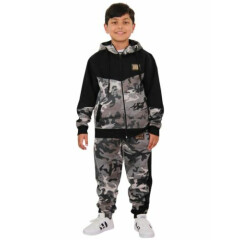 Kids Boys Girls Designer's A2Z Camouflage Contrast Tracksuit Hooded Top & Bottom