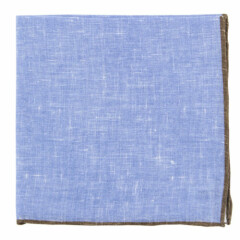 $100 Fiori Di Lusso Blue Solid Linen Pocket Square - x - (808)
