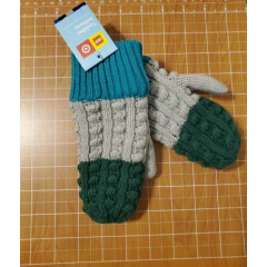 Toddler Color Block Knit Mittens LEGO® Collection x Target Green/Gray/Teal NWT