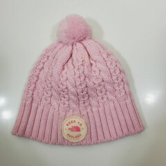 North Face Born to Explore Baby Minna knitted pom Hat Size XS 6-24 months pink