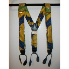 Hermes Vintage Multicolored Silk Scarf Braces/Suspenders Made In France