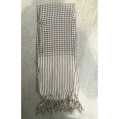 Krama Brown Grey Scarf Cotton Traditional Khmer Cambodia Woven Hand Mixed 92