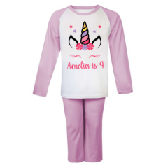 Personalised Unicorn Birthday Pjs Kids Pyjamas ANY NAME AND AGE Birthday Girl 