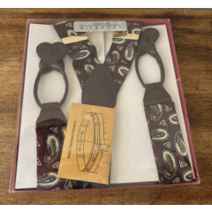 Givenchy Monsieur Vintage W/ Box Silk New Paisley Suspenders!