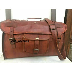 Duffel Vintage Bag 30" Men's Genuine Leather Luggage Weekend Overnight FlapOver 