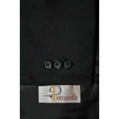 MINT 60R 60S PETROCELLI men's black wool 2 button sports coat jacket 